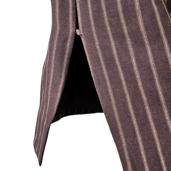 Vintage Holt Renfrew brown pinstripe skirt and pant suit set linen blend size 12 - Picture 12 of 16